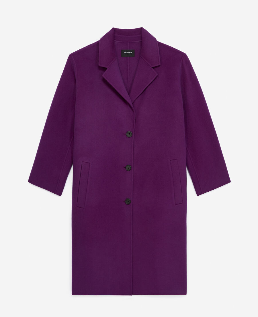 Interrupción presentación Montañas climáticas Abrigo violeta lana doble cara amplio | The Kooples