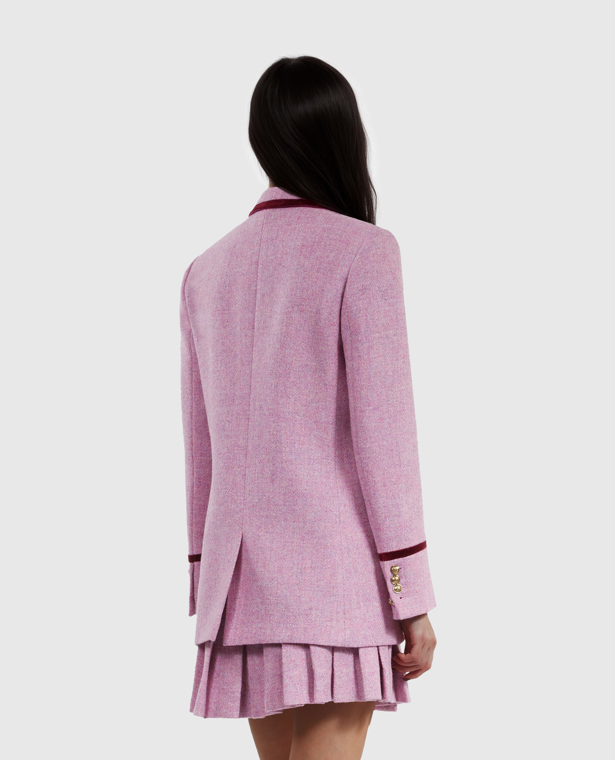 Pink tweed coat cheap