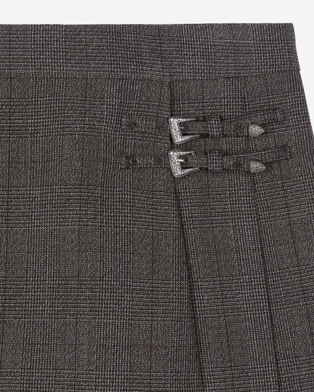 The Kooples WOMEN BROWN short prince of wales skirt in brown wool
