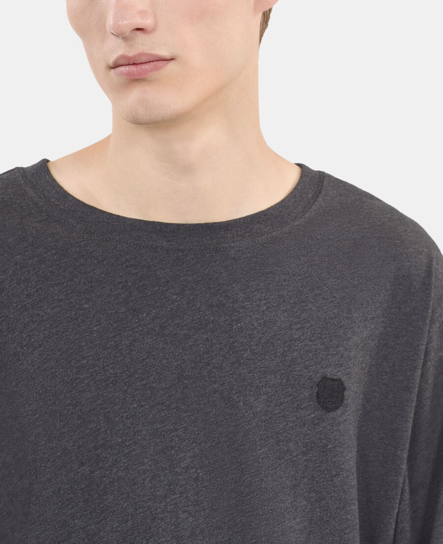 The Kooples HERREN ANTHRACITE MELANGE langärmeliges, graues t-shirt