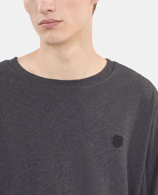 The Kooples HERREN ANTHRACITE MELANGE langärmeliges, graues t-shirt