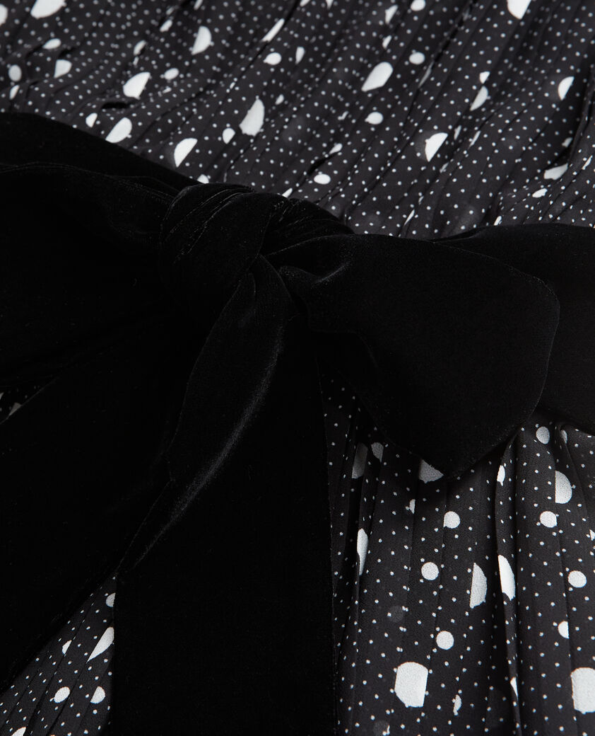 The Kooples WOMEN BLACK-ECRU long printed dress