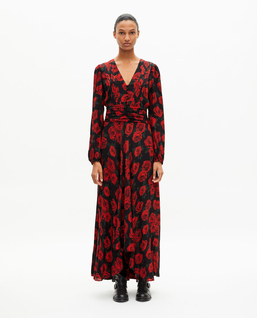 The Kooples WOMEN BLACK - RED red floral print maxi dress