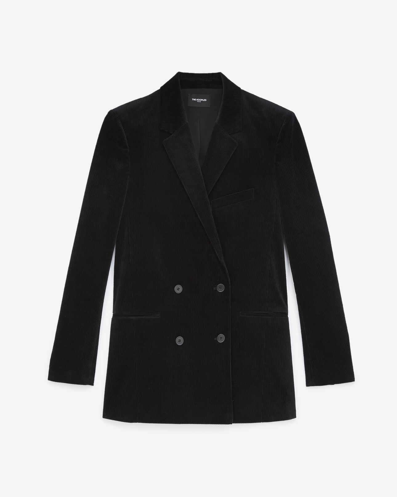 The Kooples WOMEN BLACK black velvet jacket with double buttoning