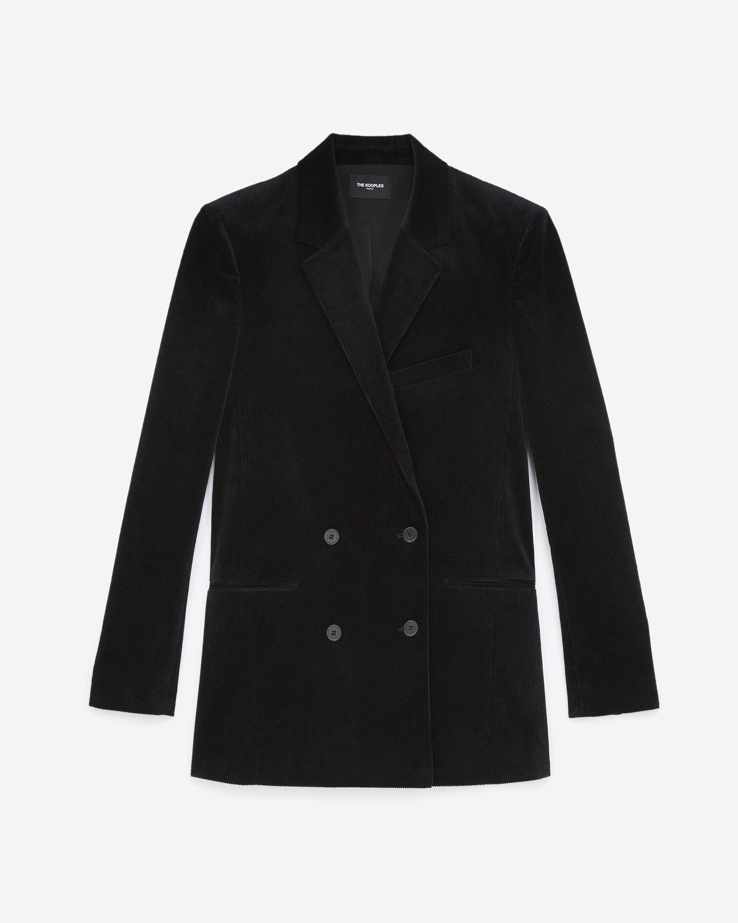 Black velvet jacket with double buttoning, BLACK, hi-res image number null