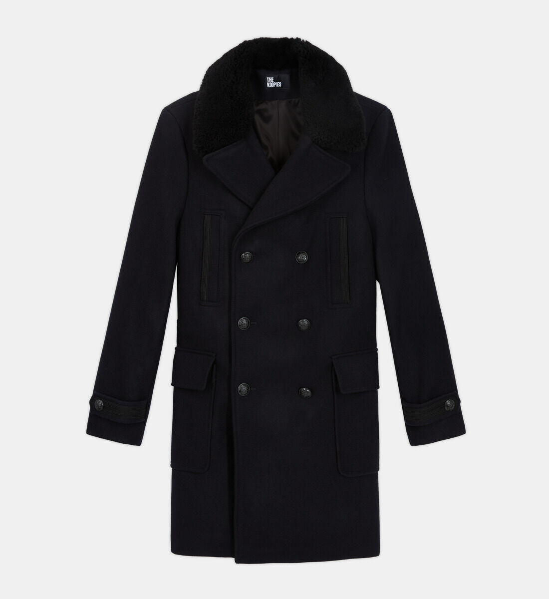 Navy blue wool coat
