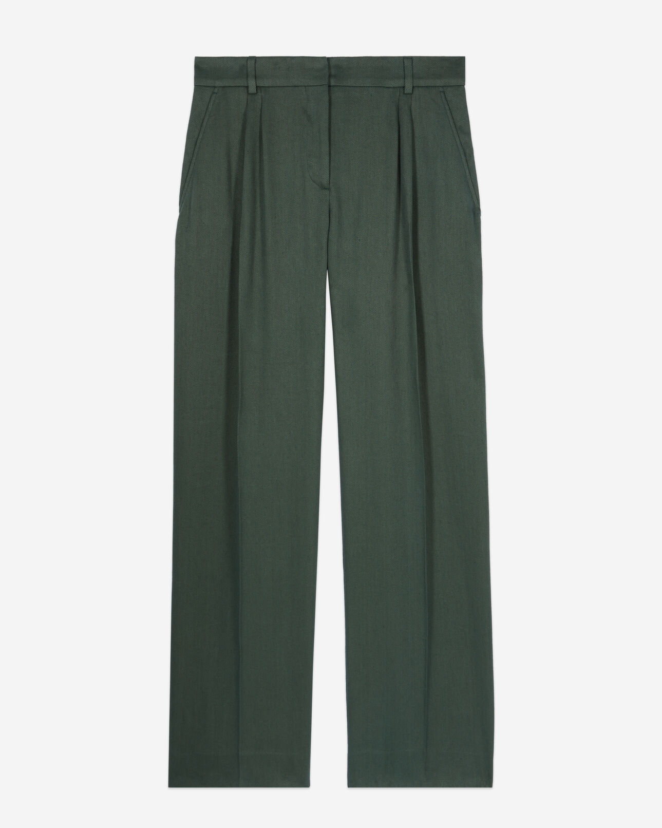 The Kooples FEMME WOOD KAKI pantalon tailleur en soie vert