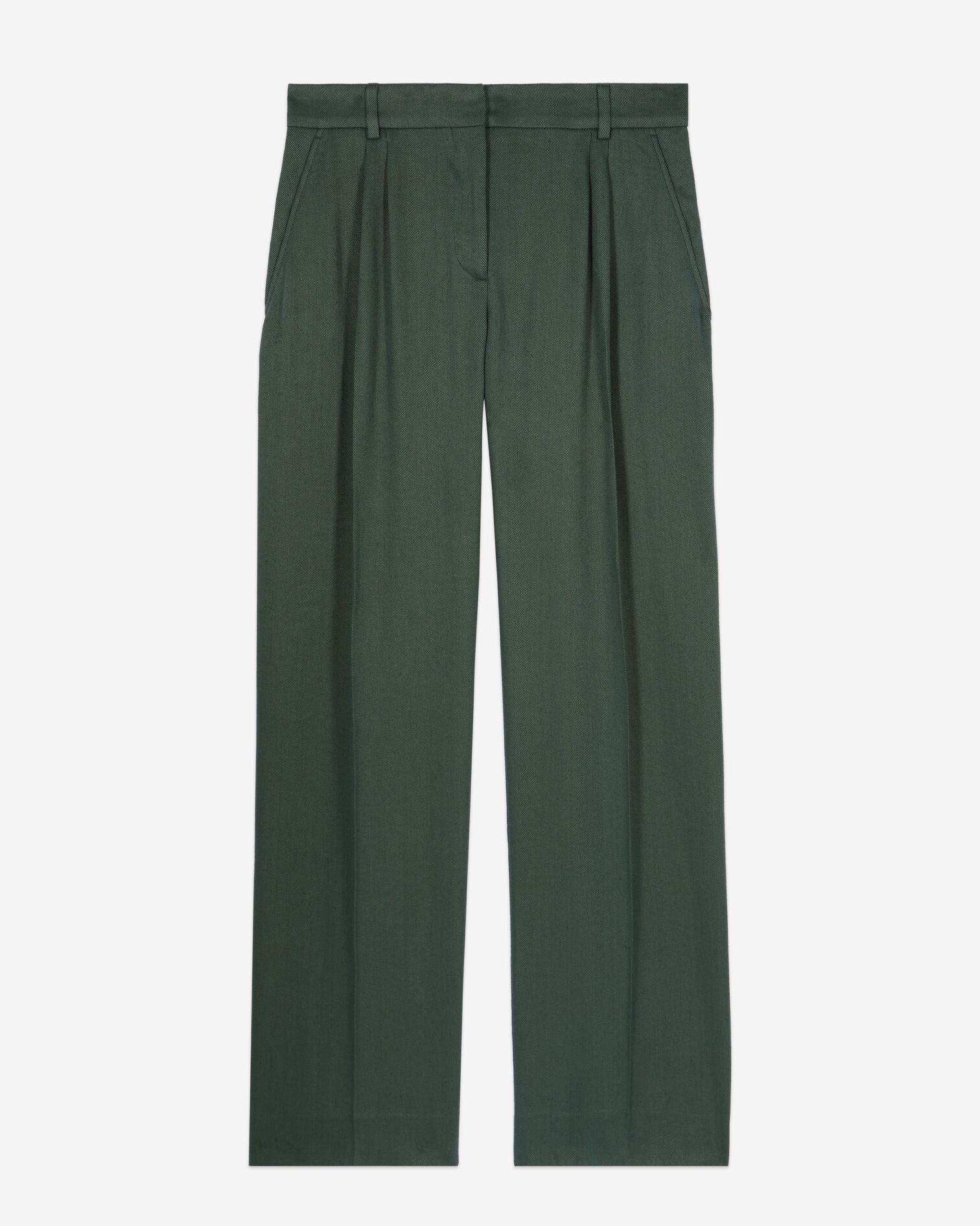 Pantalon tailleur en soie vert, WOOD KAKI, hi-res image number null