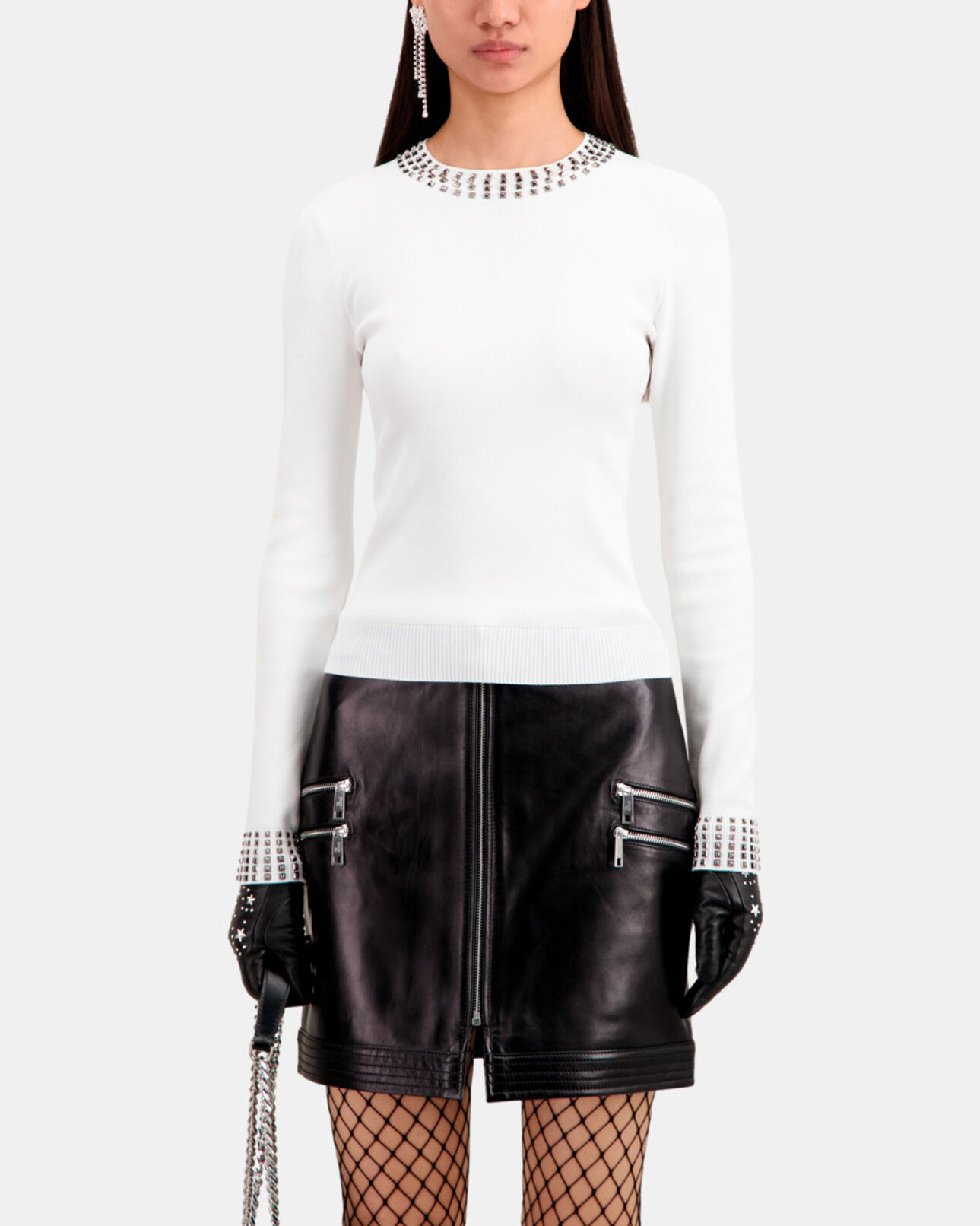 The Kooples WOMEN ECRU ecru sweater with spikes