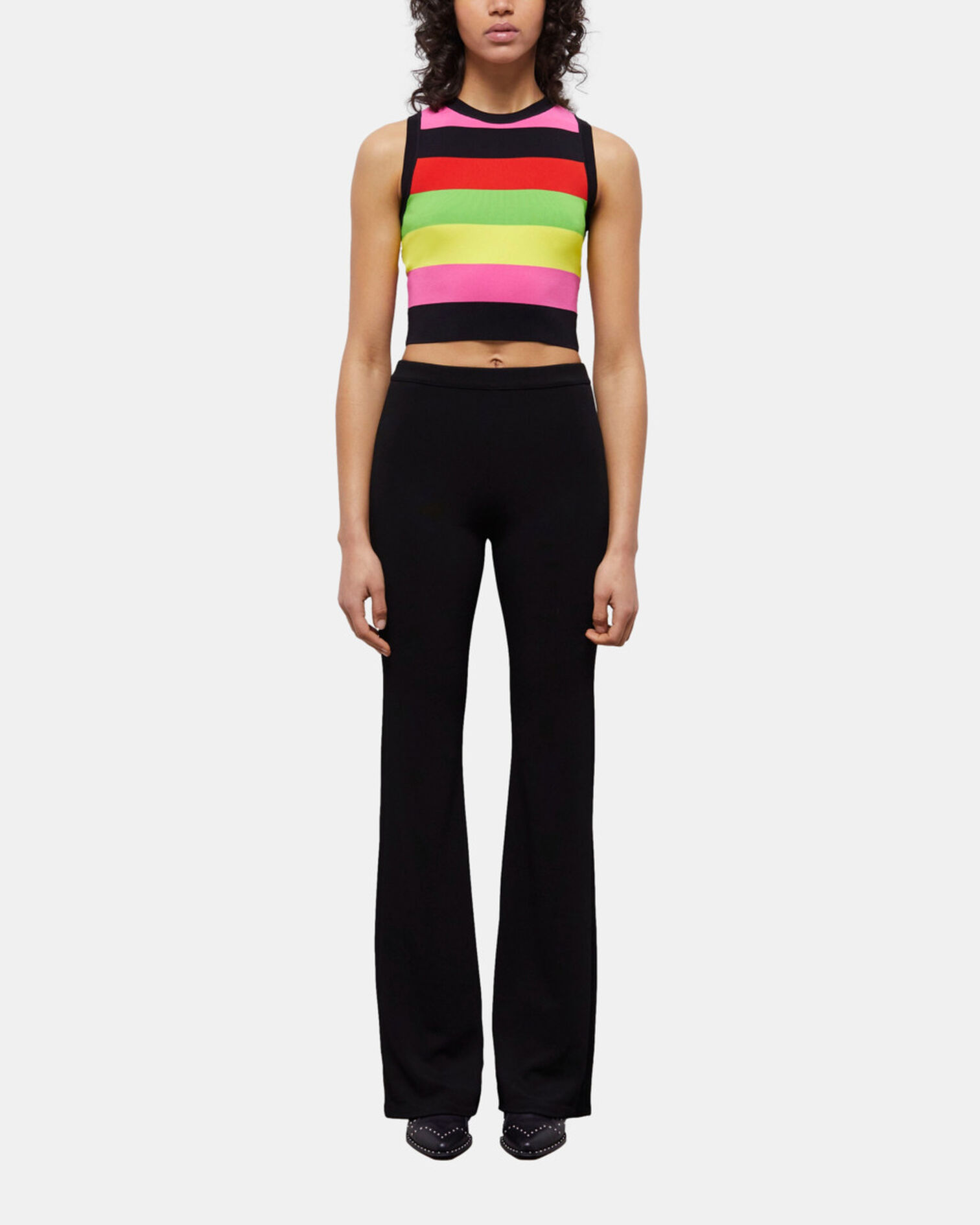 Flared black pants, BLACK, hi-res image number null