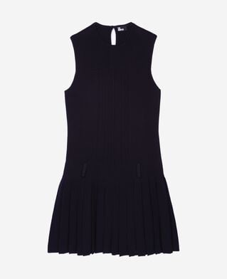 The Kooples DAMEN DARK NAVY kurzes kleid aus plissierter maschenware in marine