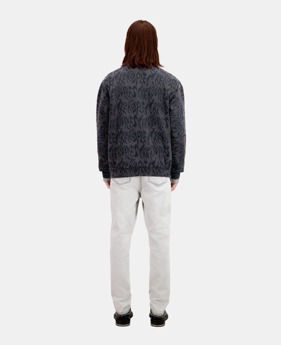 The Kooples MEN BLACK WASHED men's printed sweatshirt