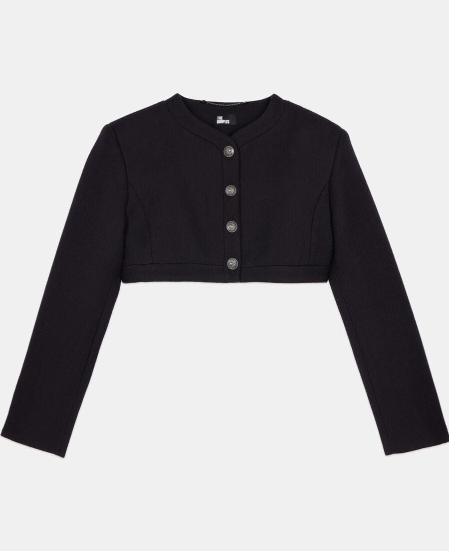 The Kooples WOMEN BLACK black wool and cotton jacket