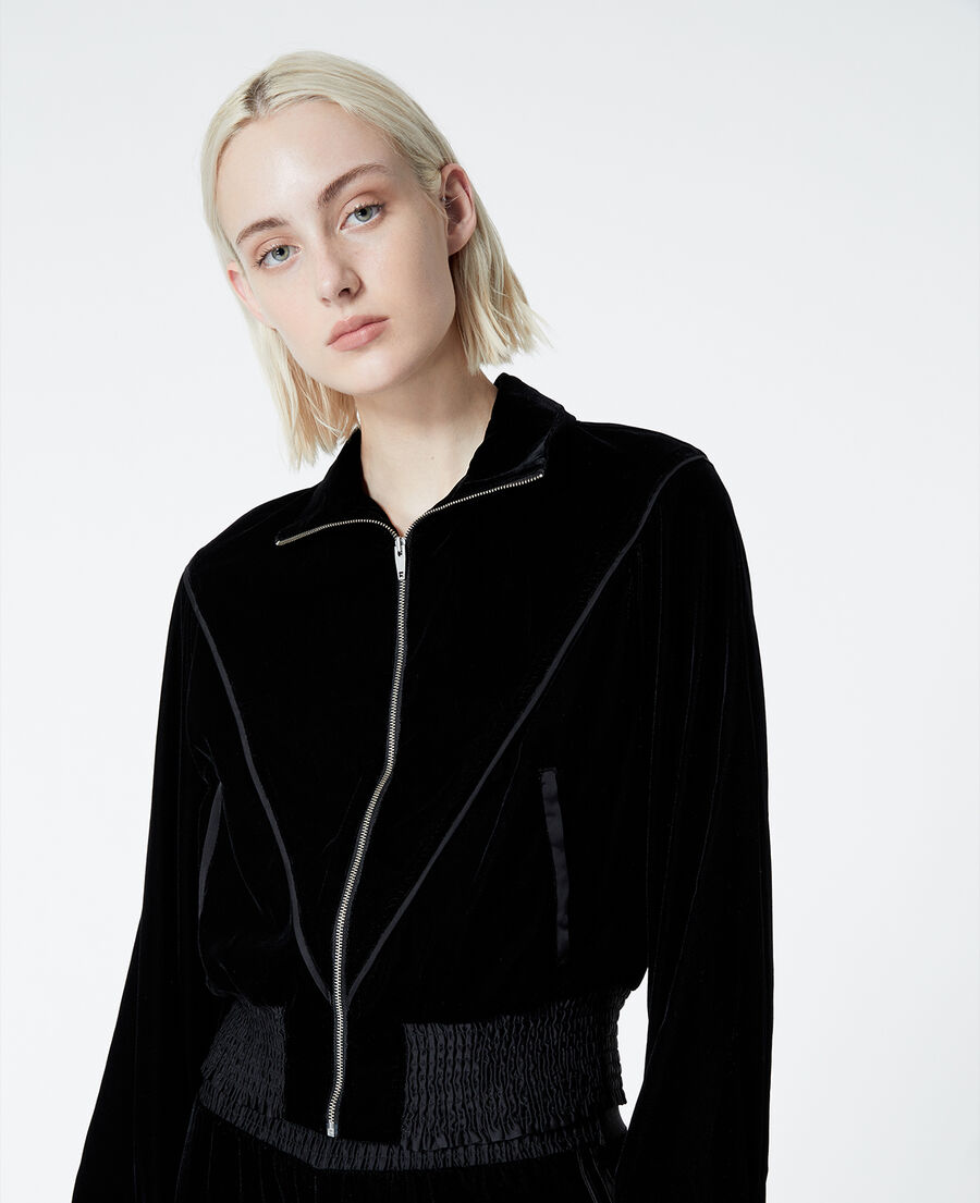 Black velvet jacket with zip The Kooples