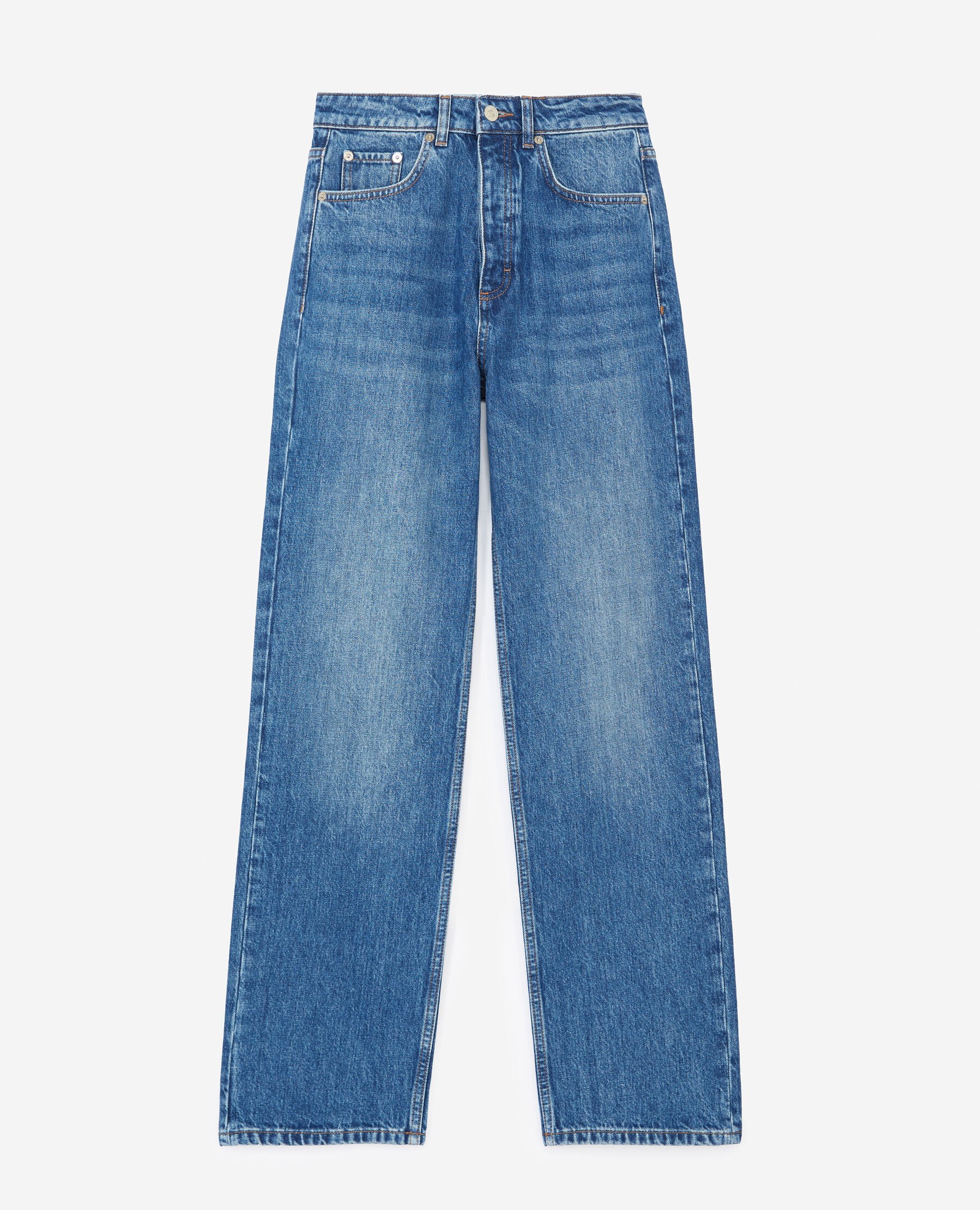 Straight blue faded jeans with five pockets The Kooples