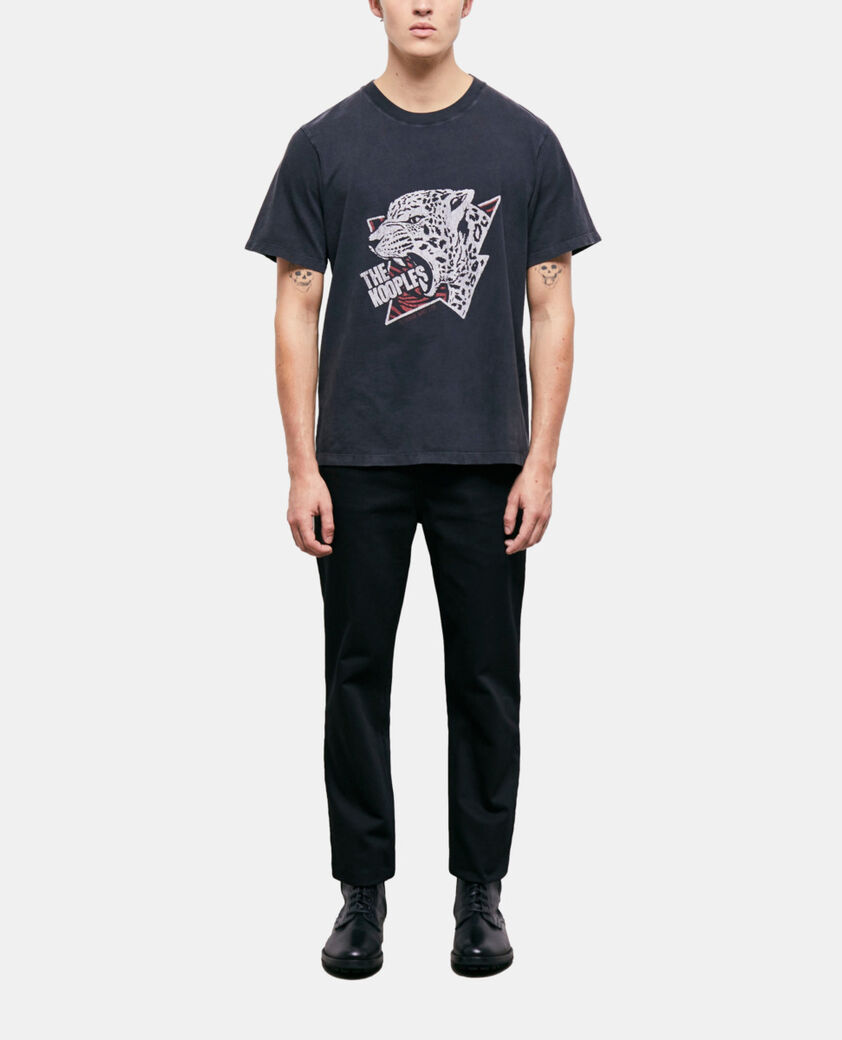 The Kooples HERREN BLACK WASHED t-shirt herren mit tiger-siebdruck