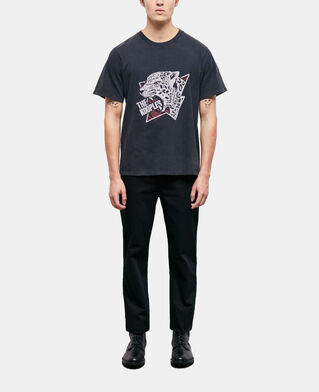 The Kooples MEN BLACK WASHED men's tiger screen print t-shirt