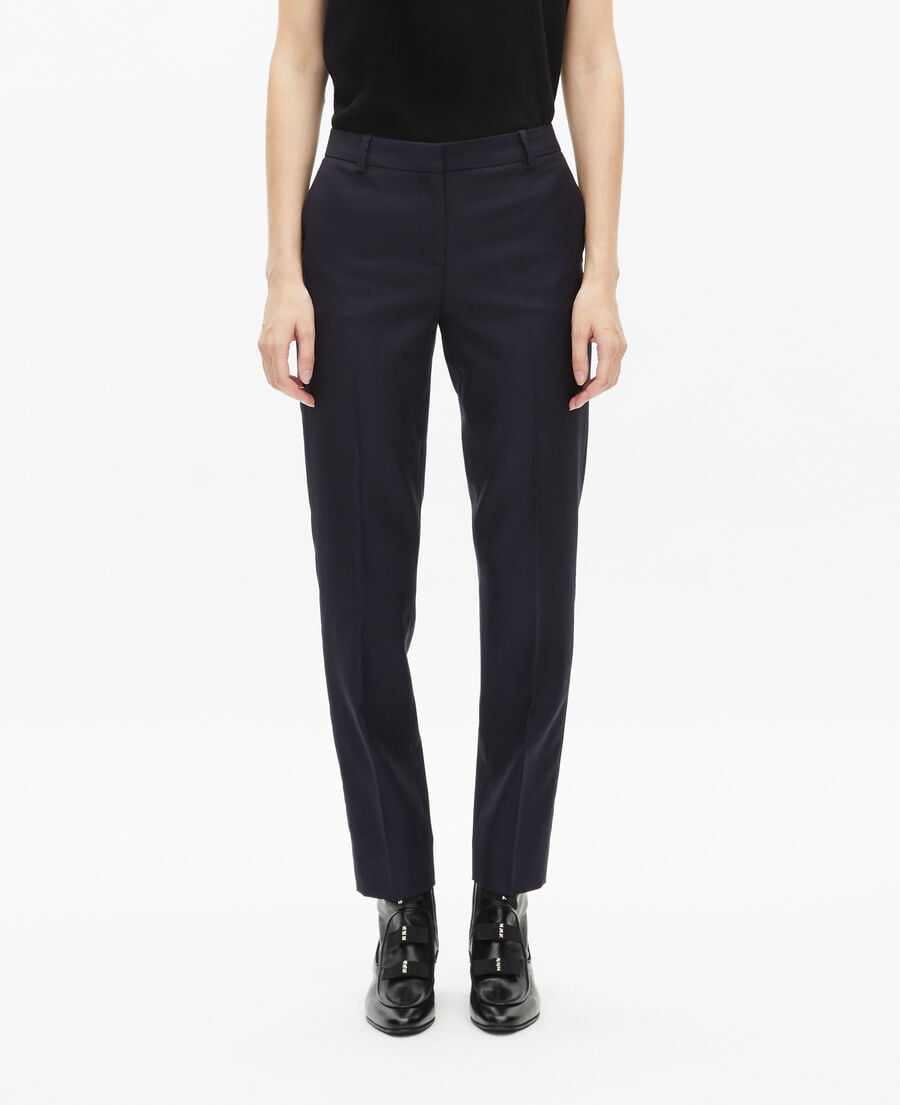 The Kooples WOMEN NAVY navy blue slim-fit wool tailored trousers