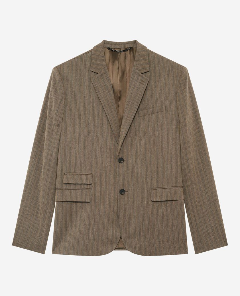 The Kooples HOMME LIGHT BROWN veste de costume à rayures marron