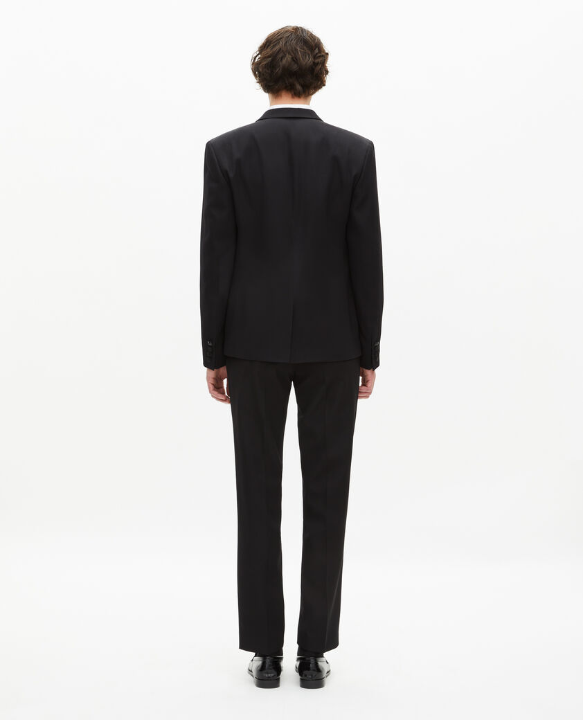 The Kooples HOMME BLACK veste de smoking avec d&eacute;tails en satin coupe ajust&eacute;e noire