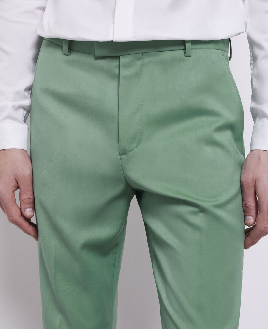 green wool suit pants