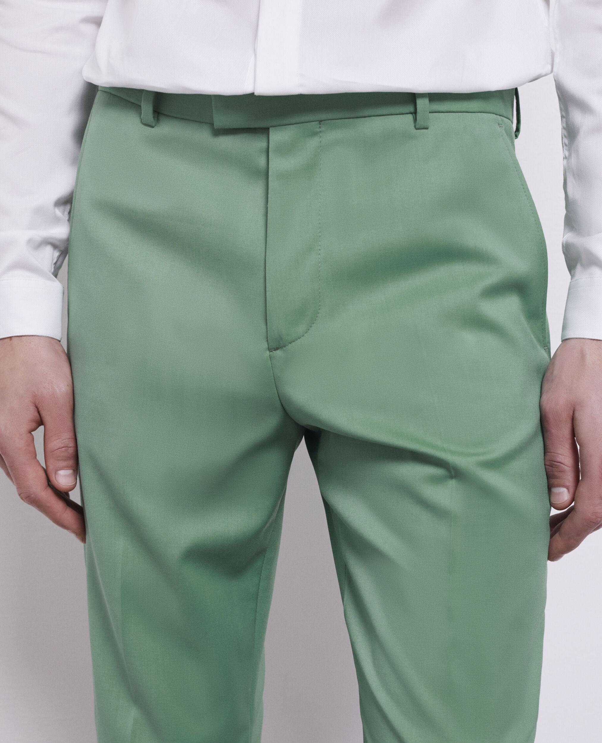 Green wool suit pants, GREEN, hi-res image number null