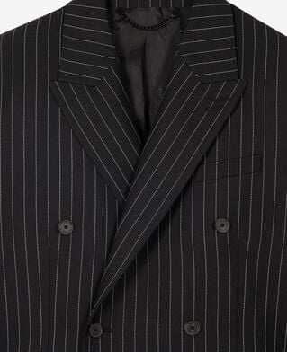 The Kooples HOMME BLACK GREY veste à rayures croisée noire