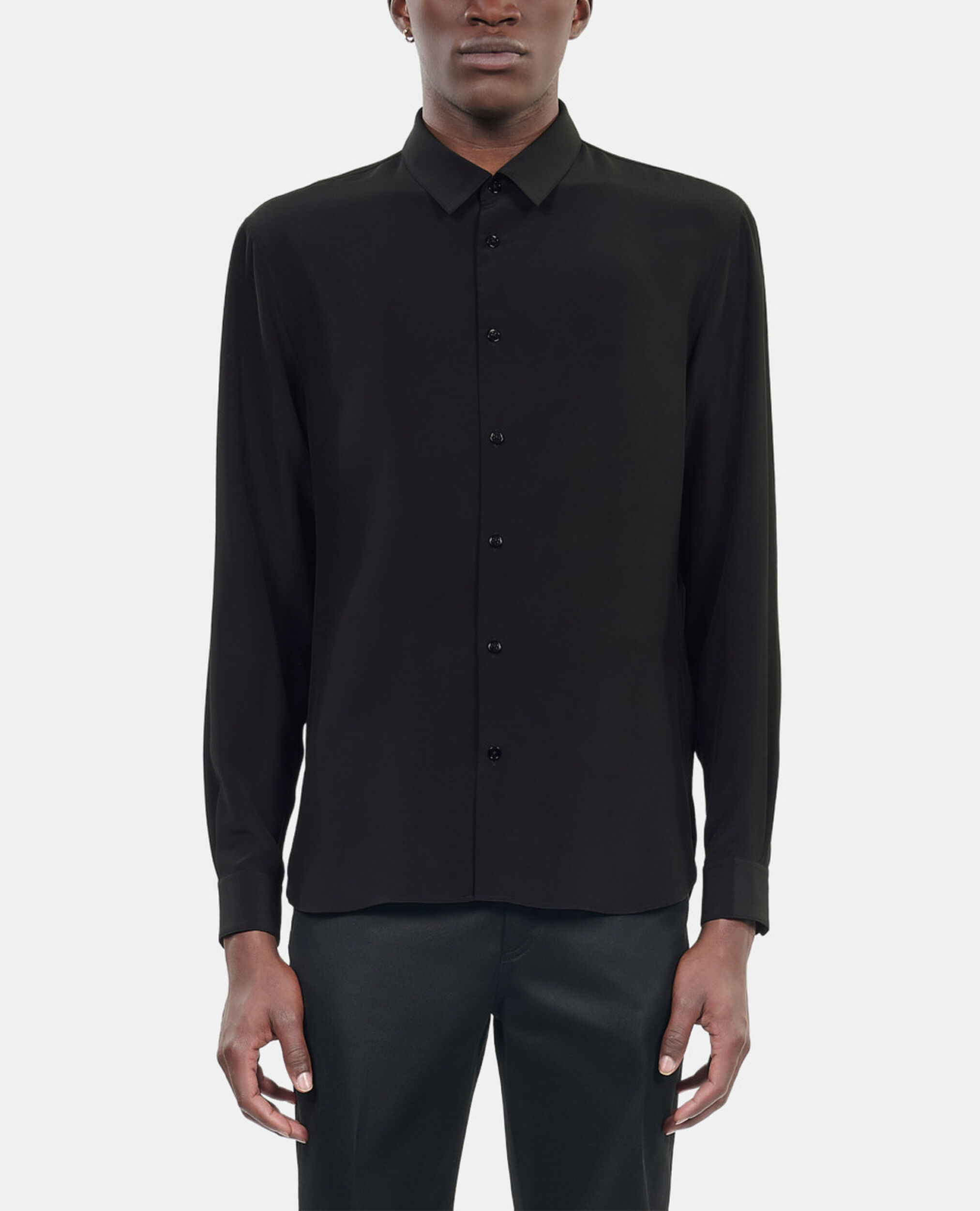 Chemise en soie noire, BLACK, hi-res image number null