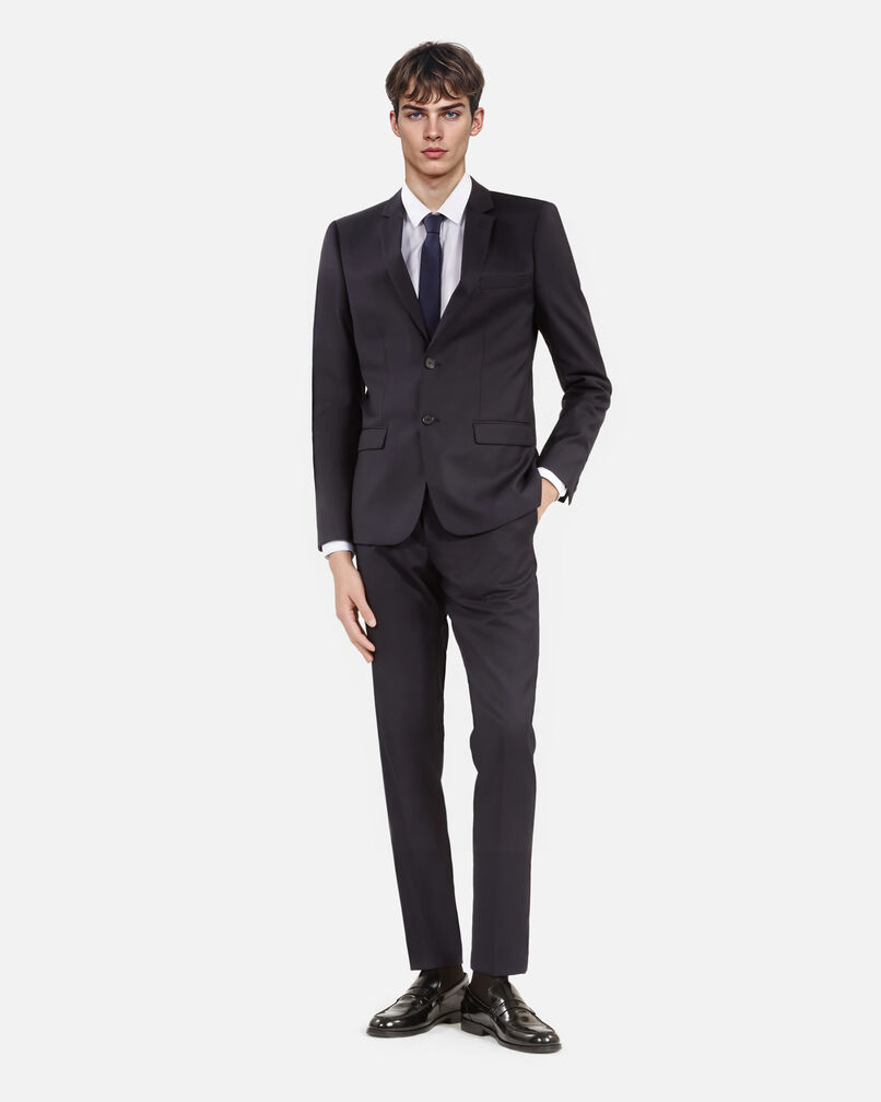The Kooples HOMME DARK NAVY veste de costume en laine bleu coupe tailleur droite