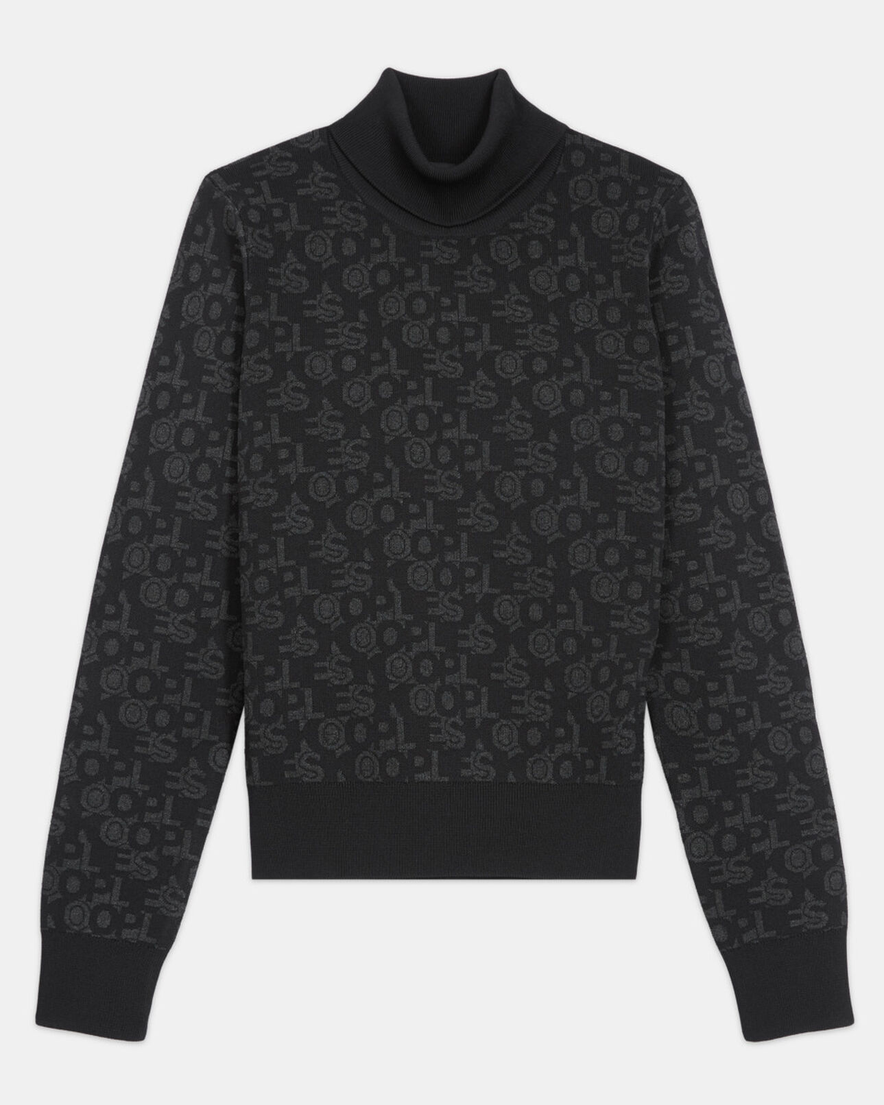 The Kooples WOMEN BLACK DARK GREY black sweater with the kooples logo