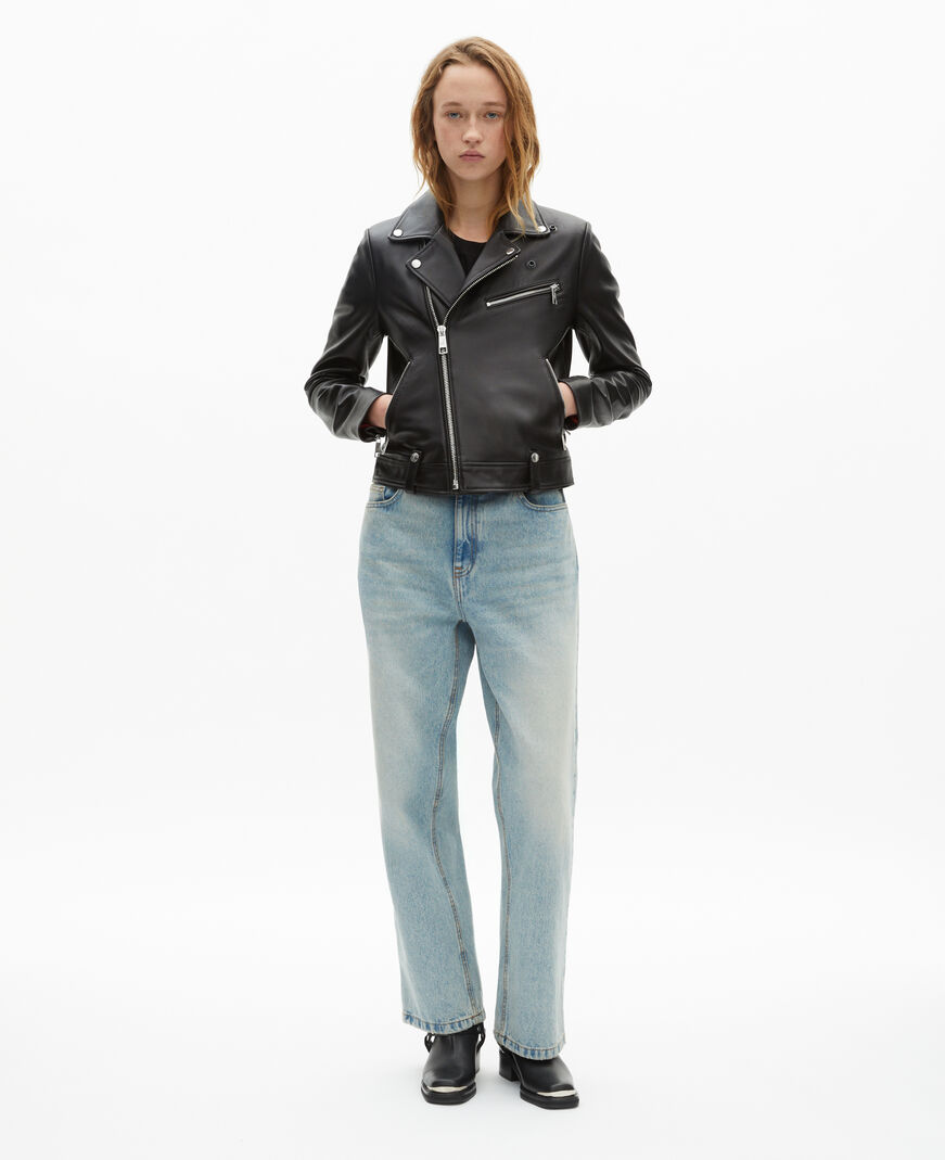 The Kooples FEMME BLACK blouson motard en cuir noir