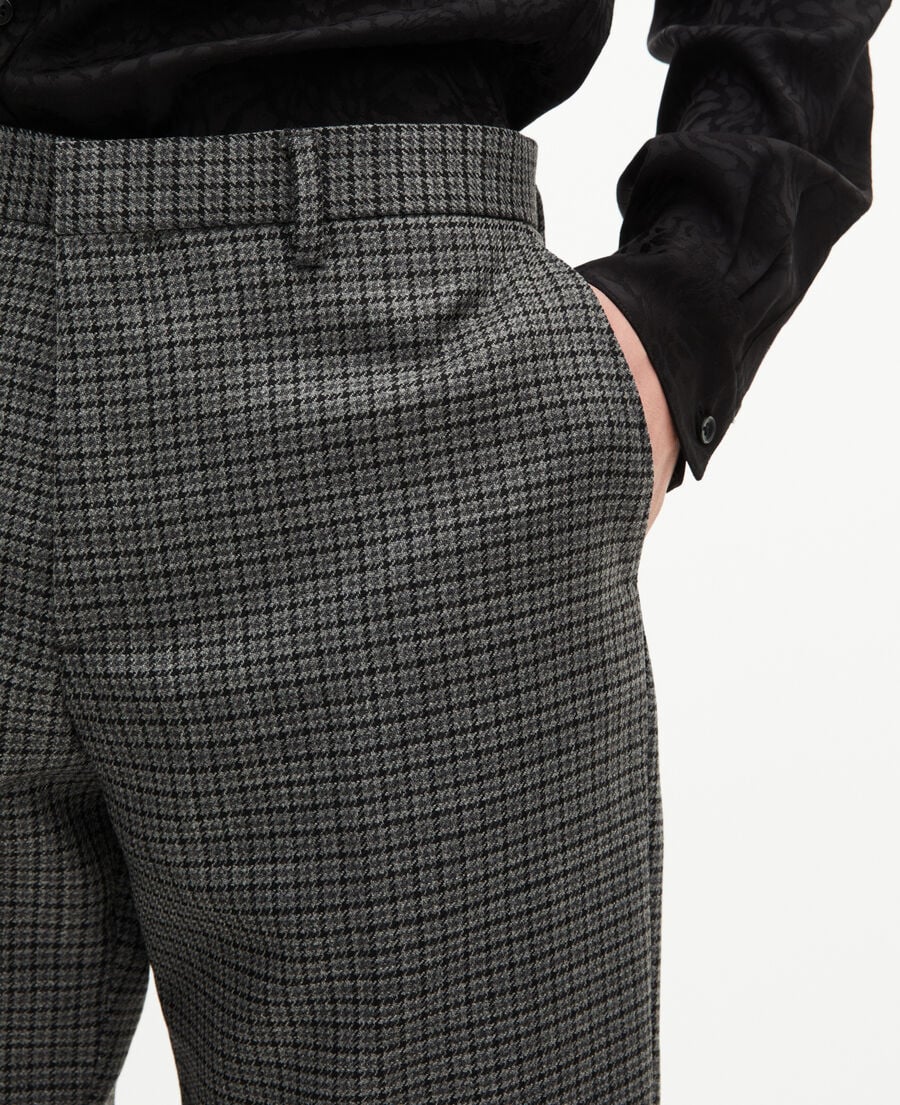 The Kooples MEN GREY black and grey houndstooth straight-leg suit pants