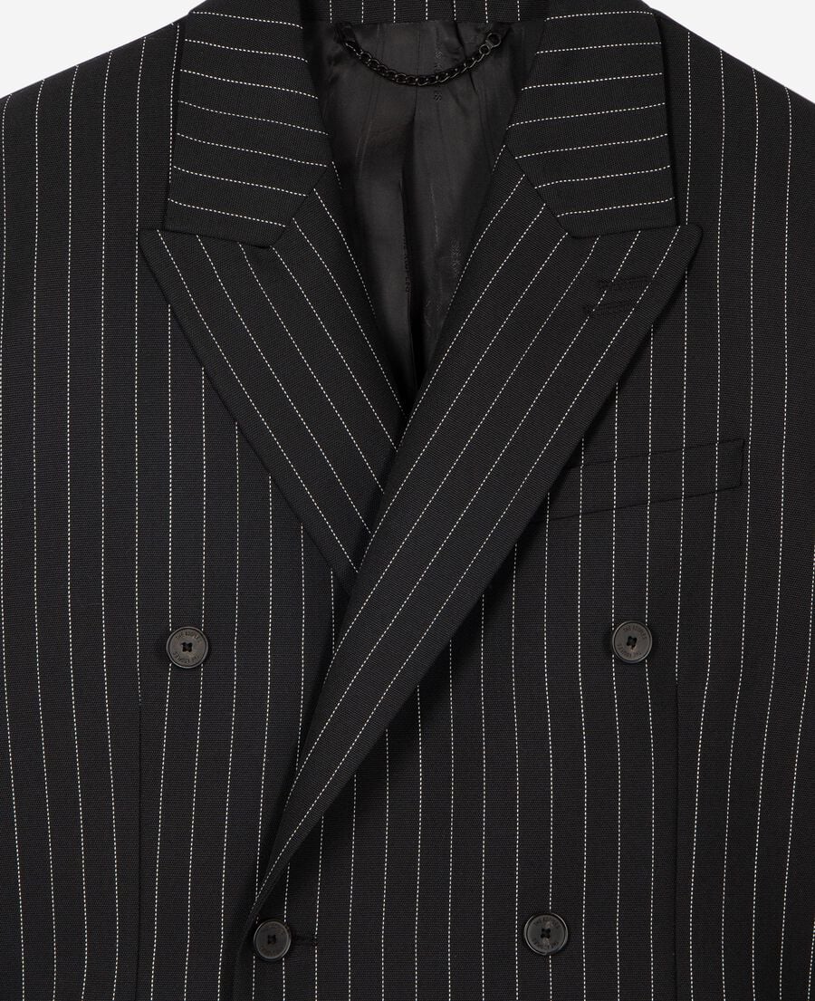 The Kooples HERREN BLACK GREY schwarze gekreuzte streifenjacke