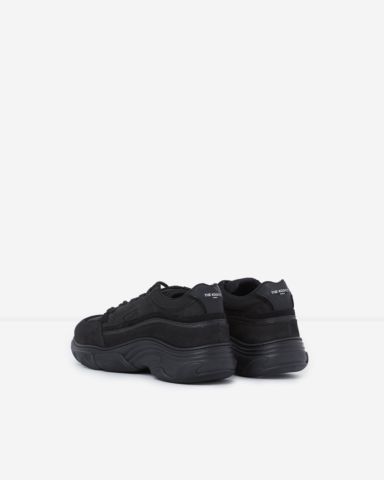 The Kooples HOMME BLACK baskets noires tissu grosses semelles