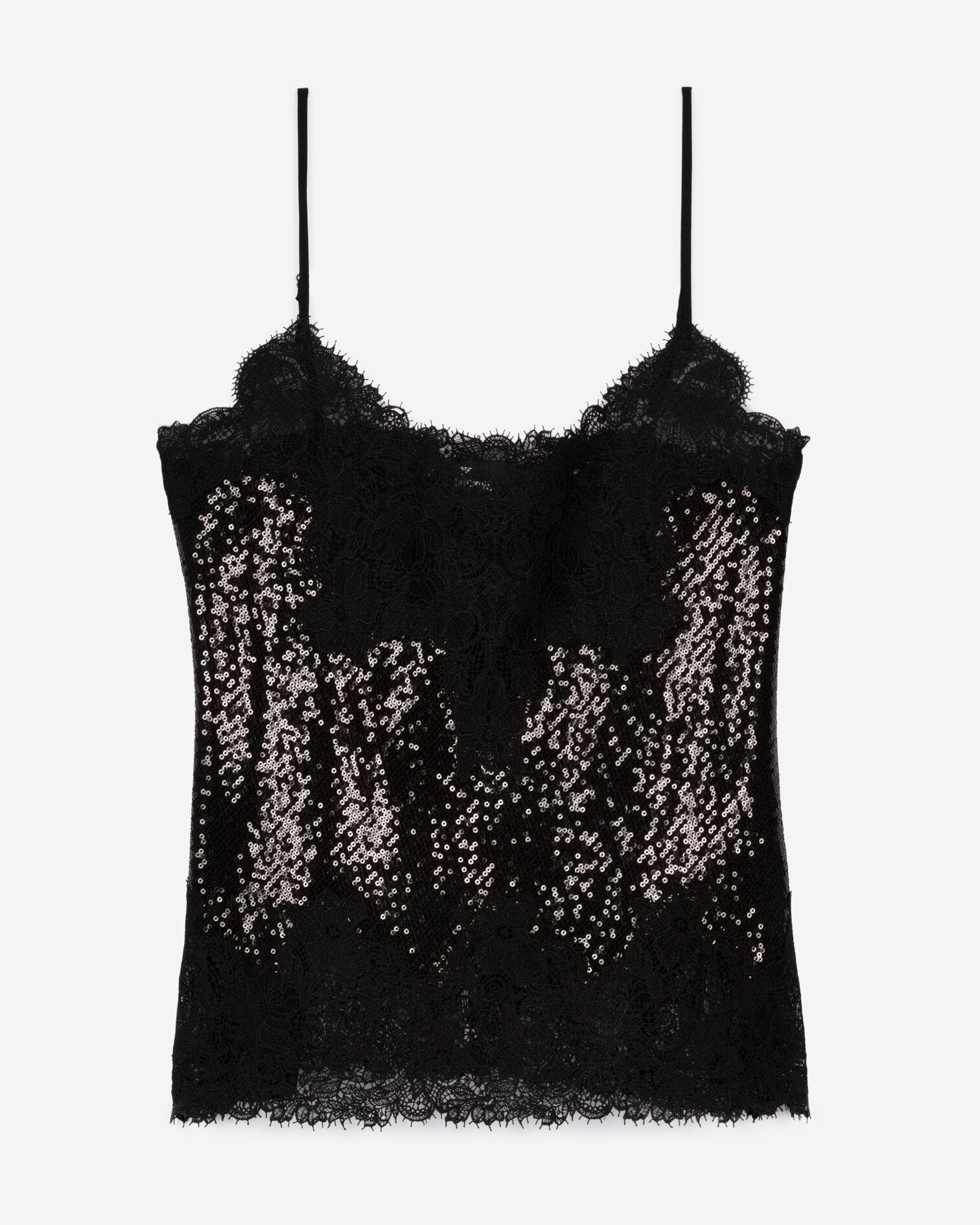 Black sequin camisole, BLACK, hi-res image number null