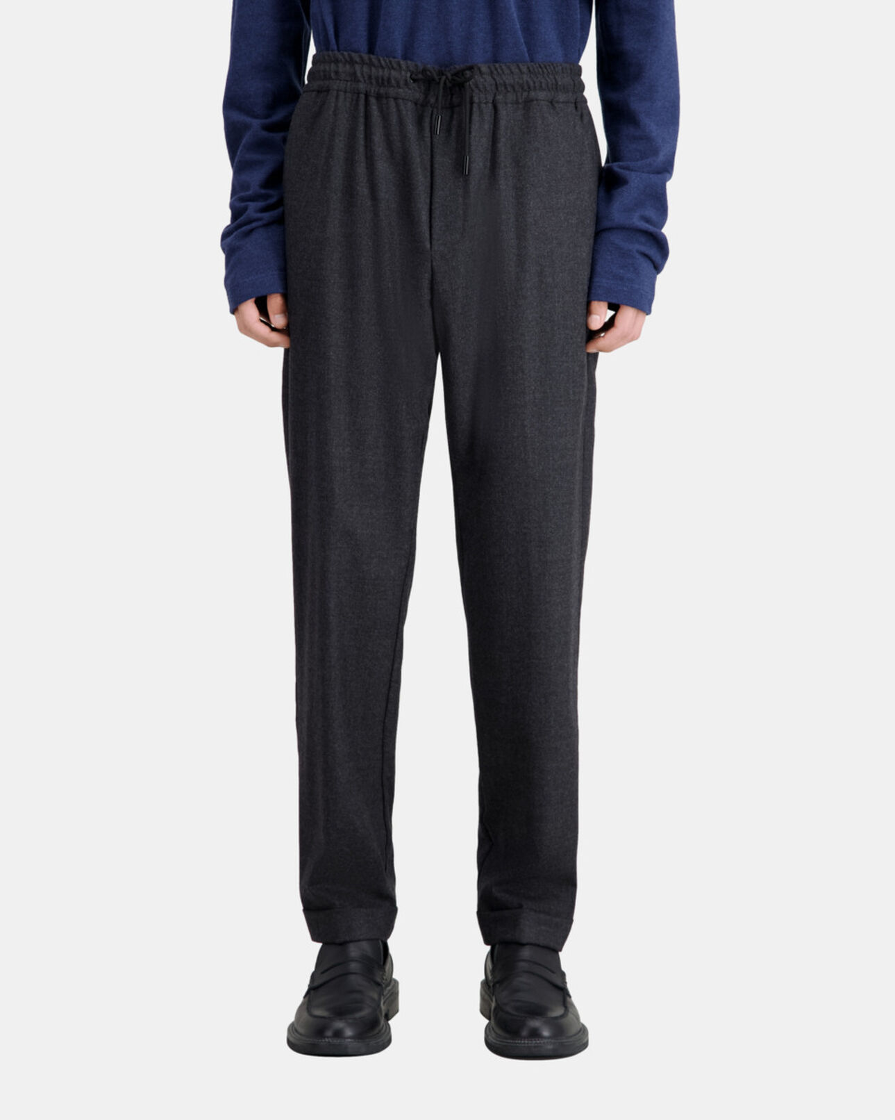 The Kooples HOMME DARK GREY pantalon gris en flanelle