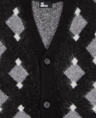 The Kooples MEN BLACK GREY WHITE black and grey diamond cardigan