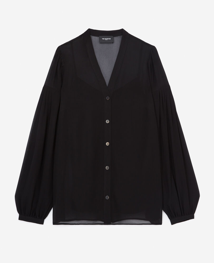 loose v-neck buttoned black shirt