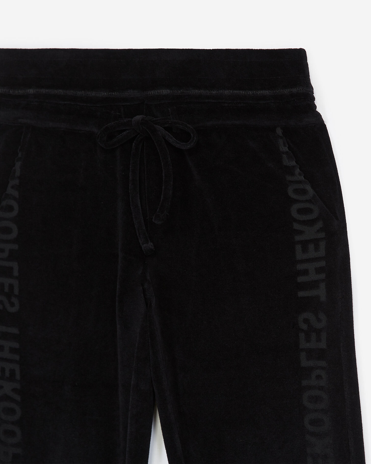 Jogging noir velours à logo dévoré, BLACK, hi-res image number null
