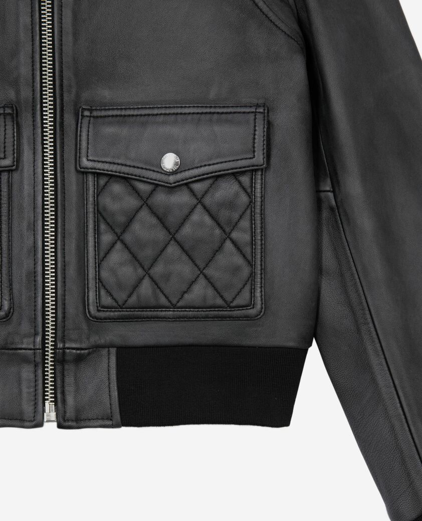The Kooples WOMEN BLACK WASHED black vintage effect leather jacket