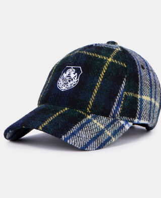 The Kooples MIXED BLACK / GREEN / WHITE checked wool cap
