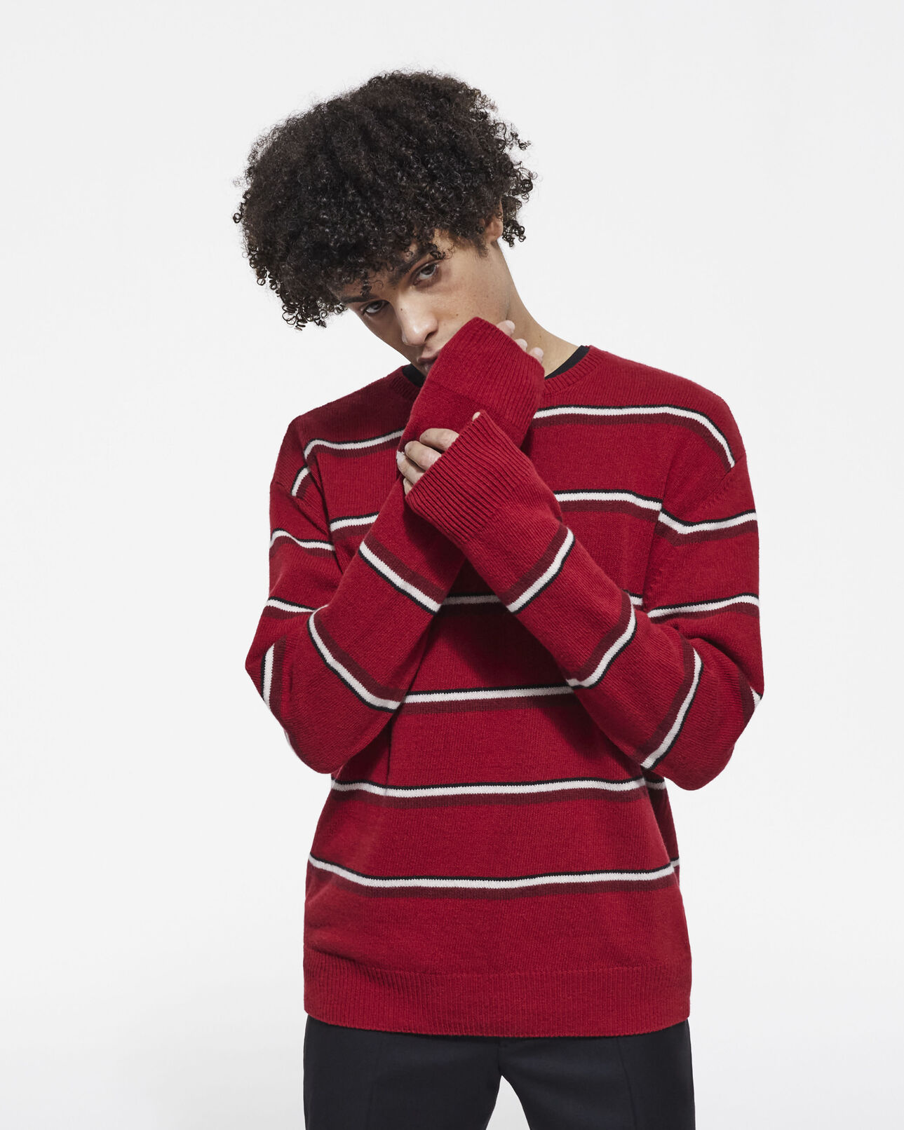 The Kooples MEN RED-BLACK-WHITE multicolored cashmere sweater