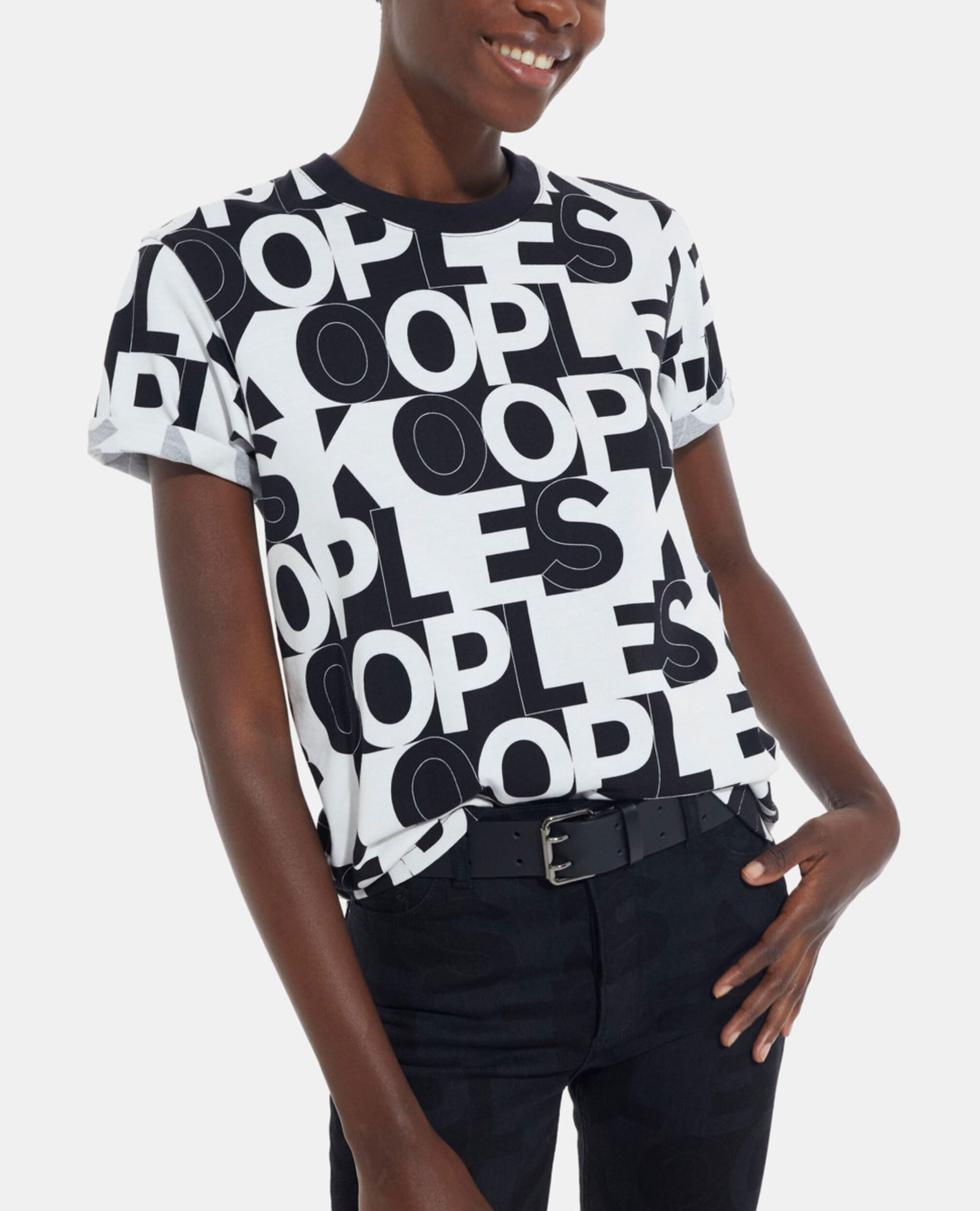 T-Shirt mit The Kooples-Logo, BLACK / WHITE, hi-res image number null