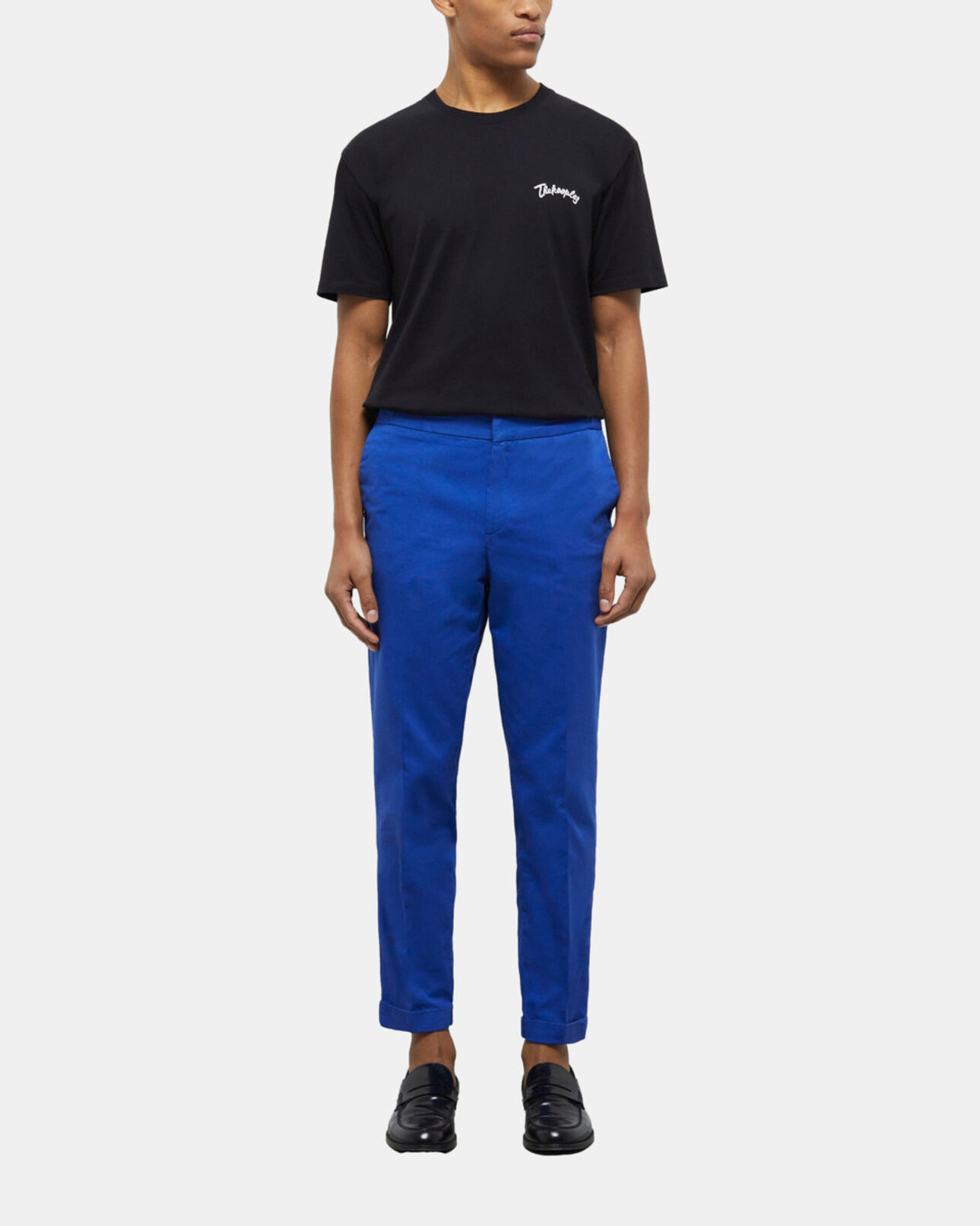 The Kooples HOMME BLUE pantalon bleu en coton