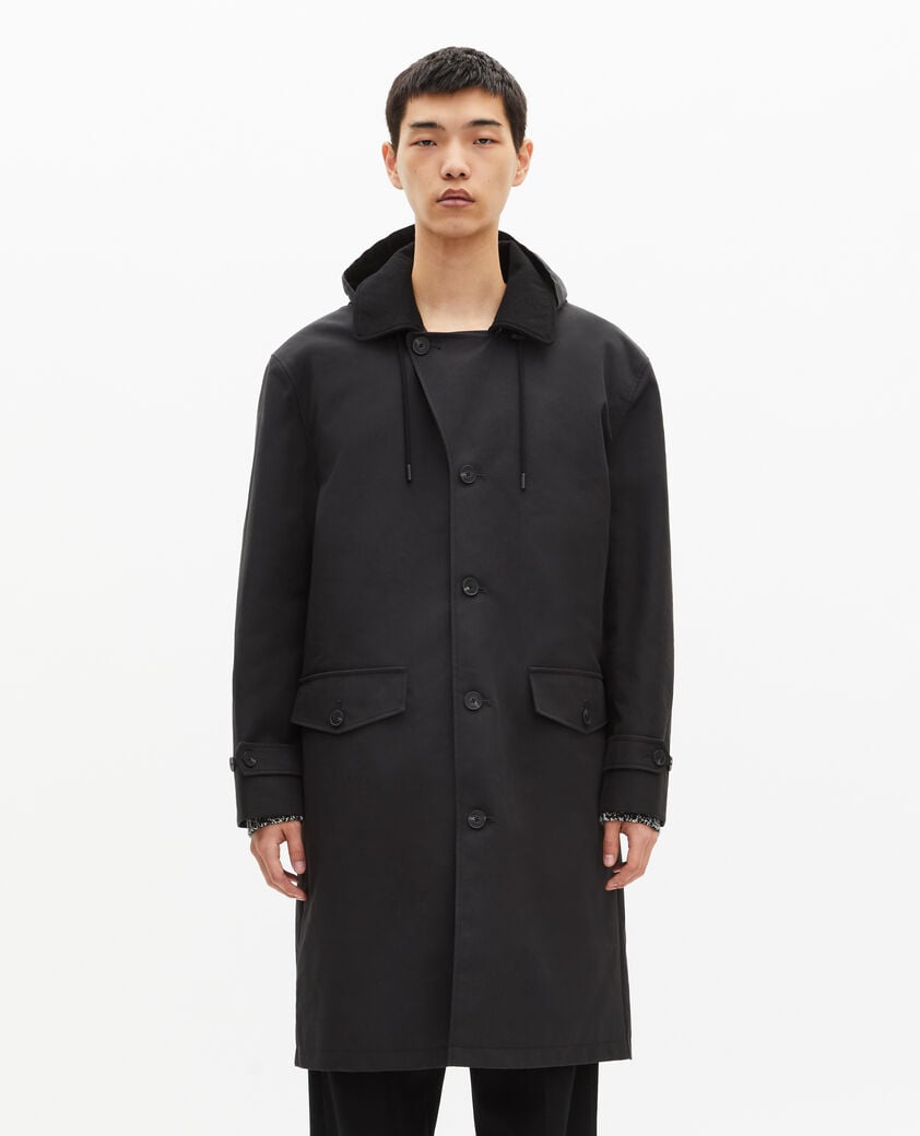 The Kooples H BLACK black hooded trench parka