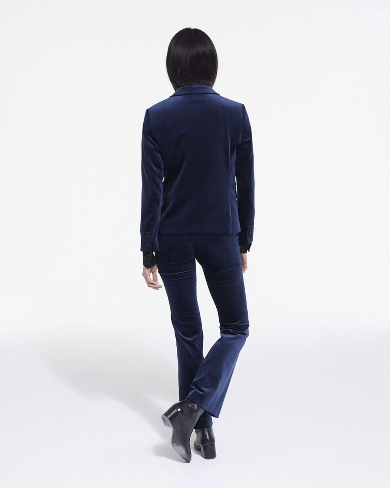 The Kooples WOMEN NAVY blue velvet suit jacket
