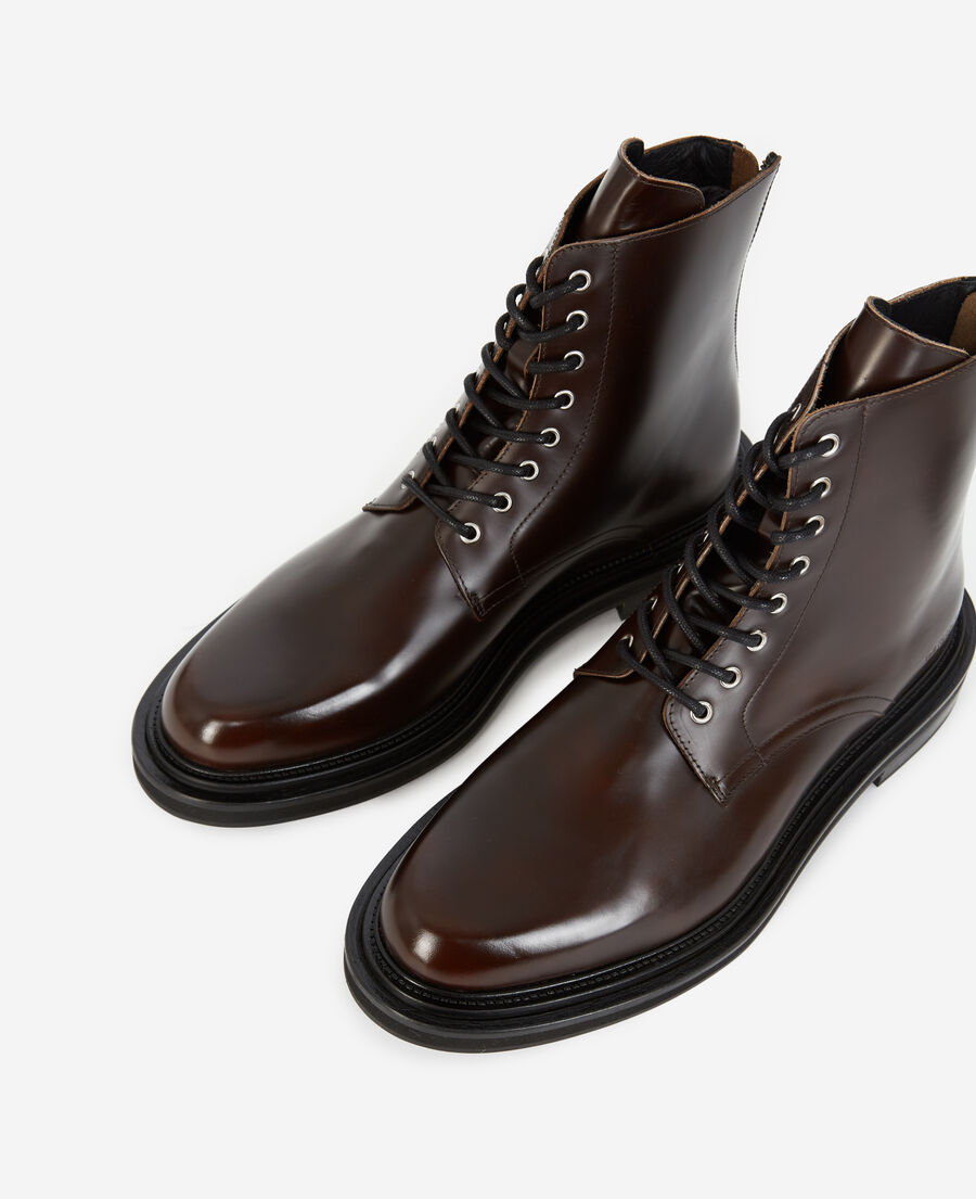 Brown leather boots with thick sole | The Kooples