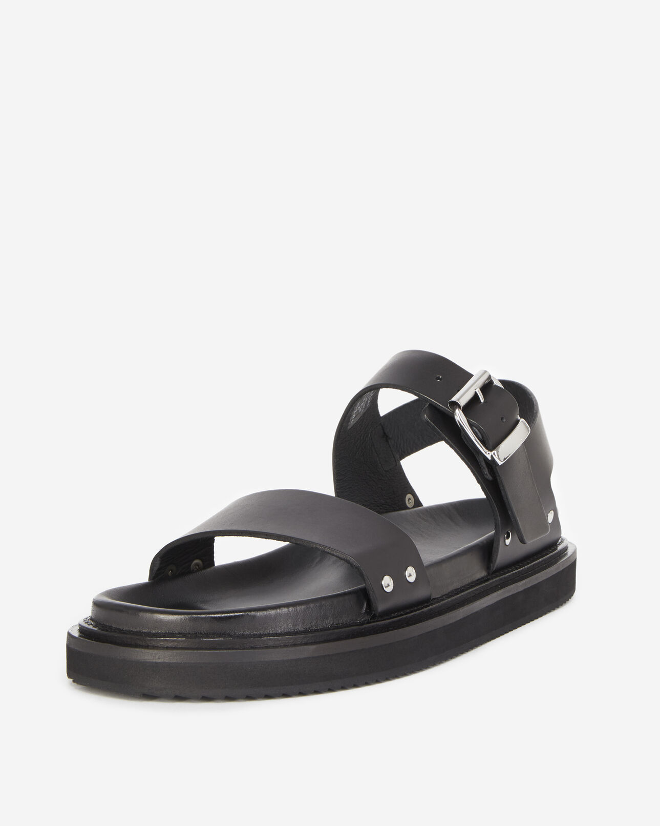 The Kooples HOMME BLACK sandales noires cuir à doubles brides