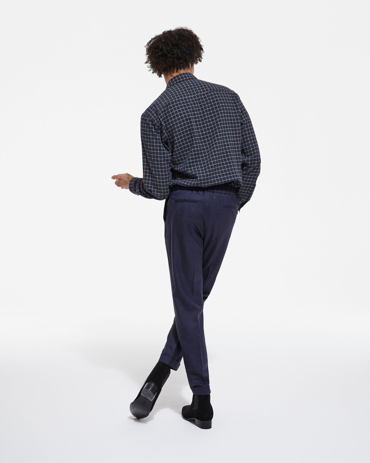 The Kooples MEN DARK GREY check shirt with classic collar