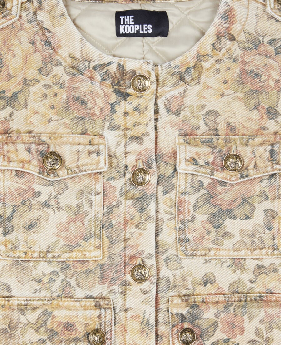 The Kooples FEMME BEIGE LINEN veste imprim&eacute; fleuri